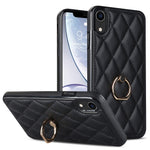 Custodia per telefono in pelle PU romboidale con supporto per anello, For iPhone XR, For iPhone XS Max, For iPhone SE 2020 / SE 2022 / 7 / 8