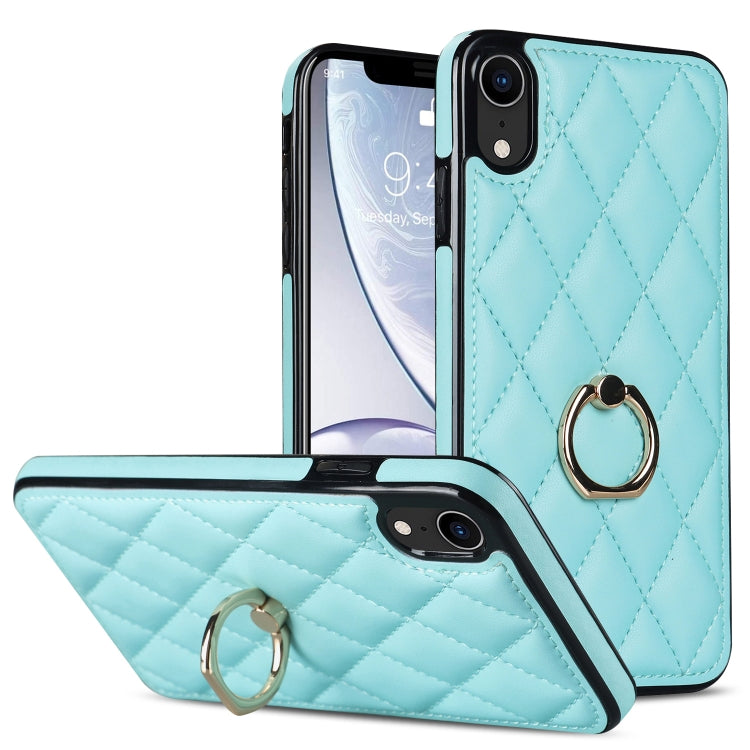 Custodia per telefono in pelle PU romboidale con supporto per anello, For iPhone XR, For iPhone XS Max, For iPhone SE 2020 / SE 2022 / 7 / 8