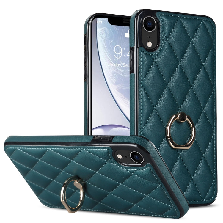 Custodia per telefono in pelle PU romboidale con supporto per anello, For iPhone XR, For iPhone XS Max, For iPhone SE 2020 / SE 2022 / 7 / 8