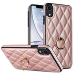 Custodia per telefono in pelle PU romboidale con supporto per anello, For iPhone XR, For iPhone XS Max, For iPhone SE 2020 / SE 2022 / 7 / 8