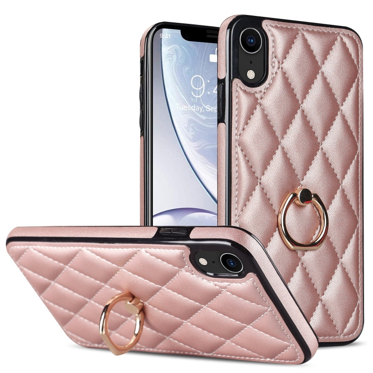 Custodia per telefono in pelle PU romboidale con supporto per anello, For iPhone XR, For iPhone XS Max, For iPhone SE 2020 / SE 2022 / 7 / 8