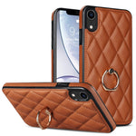 Custodia per telefono in pelle PU romboidale con supporto per anello, For iPhone XR, For iPhone XS Max, For iPhone SE 2020 / SE 2022 / 7 / 8