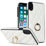 Custodia per telefono in pelle PU romboidale con supporto per anello, For iPhone XR, For iPhone XS Max, For iPhone SE 2020 / SE 2022 / 7 / 8