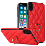 Custodia per telefono in pelle PU romboidale con supporto per anello, For iPhone XR, For iPhone XS Max, For iPhone SE 2020 / SE 2022 / 7 / 8