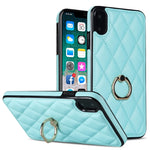 Custodia per telefono in pelle PU romboidale con supporto per anello, For iPhone XR, For iPhone XS Max, For iPhone SE 2020 / SE 2022 / 7 / 8