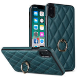 Custodia per telefono in pelle PU romboidale con supporto per anello, For iPhone XR, For iPhone XS Max, For iPhone SE 2020 / SE 2022 / 7 / 8