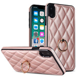 Custodia per telefono in pelle PU romboidale con supporto per anello, For iPhone XR, For iPhone XS Max, For iPhone SE 2020 / SE 2022 / 7 / 8