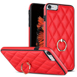 Custodia per telefono in pelle PU romboidale con supporto per anello, For iPhone XR, For iPhone XS Max, For iPhone SE 2020 / SE 2022 / 7 / 8