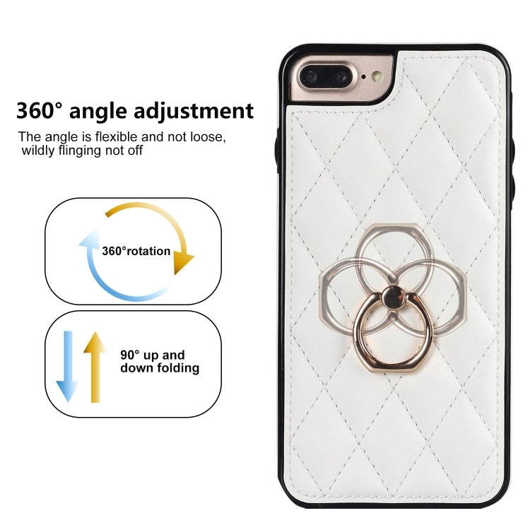 Custodia per telefono in pelle PU romboidale con supporto per anello, For iPhone 7 Plus / 8 Plus