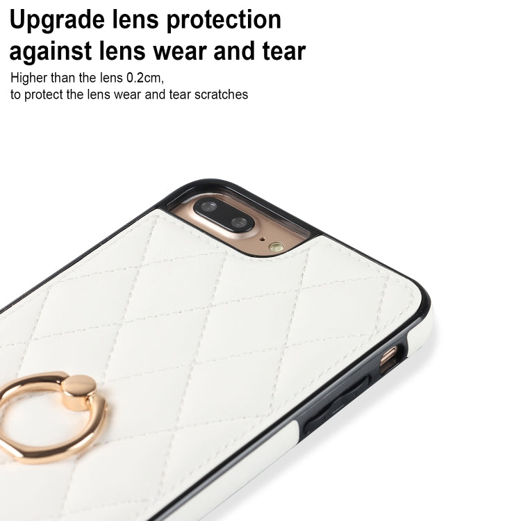 Custodia per telefono in pelle PU romboidale con supporto per anello, For iPhone 7 Plus / 8 Plus