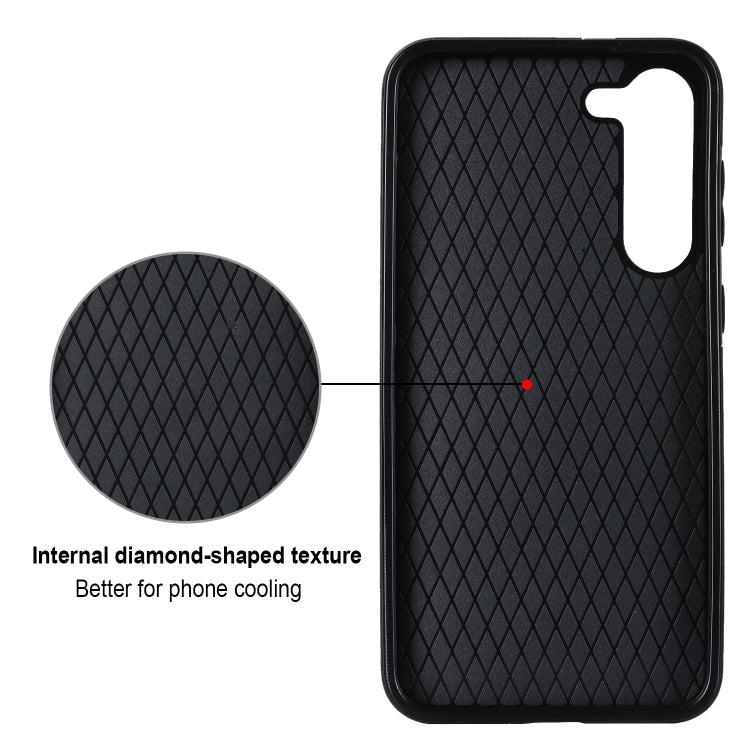 Custodia per telefono in pelle PU romboidale con supporto per anello, For Samsung Galaxy S23 5G, For Samsung Galaxy S23+ 5G, For Samsung Galaxy S23 Ultra 5G