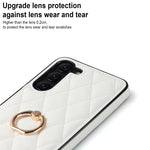 Custodia per telefono in pelle PU romboidale con supporto per anello, For Samsung Galaxy S23 5G, For Samsung Galaxy S23+ 5G, For Samsung Galaxy S23 Ultra 5G