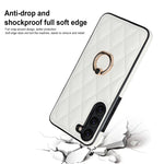 Custodia per telefono in pelle PU romboidale con supporto per anello, For Samsung Galaxy S23 5G, For Samsung Galaxy S23+ 5G, For Samsung Galaxy S23 Ultra 5G