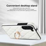 Custodia per telefono in pelle PU romboidale con supporto per anello, For Samsung Galaxy S23 5G, For Samsung Galaxy S23+ 5G, For Samsung Galaxy S23 Ultra 5G