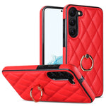 Custodia per telefono in pelle PU romboidale con supporto per anello, For Samsung Galaxy S23 5G, For Samsung Galaxy S23+ 5G, For Samsung Galaxy S23 Ultra 5G