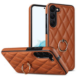 Custodia per telefono in pelle PU romboidale con supporto per anello, For Samsung Galaxy S23 5G, For Samsung Galaxy S23+ 5G, For Samsung Galaxy S23 Ultra 5G