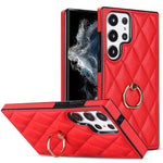 Custodia per telefono in pelle PU romboidale con supporto per anello, For Samsung Galaxy S23 5G, For Samsung Galaxy S23+ 5G, For Samsung Galaxy S23 Ultra 5G