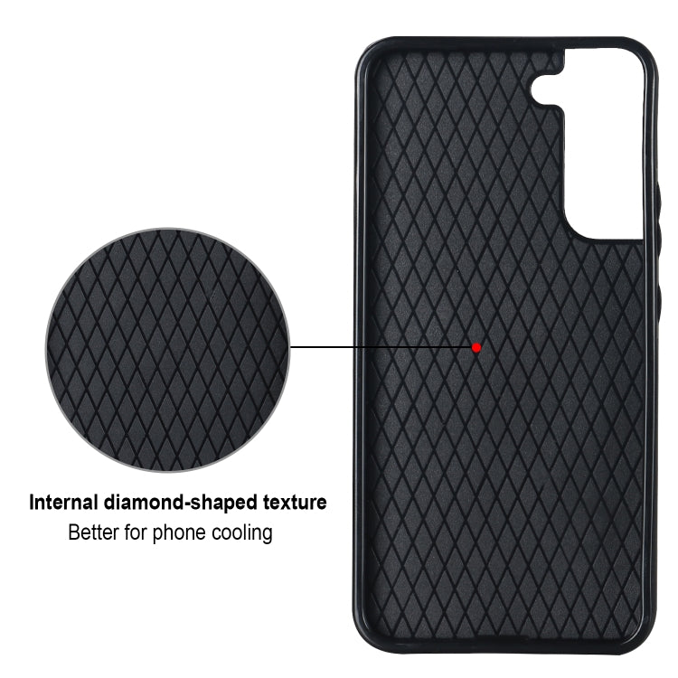 Custodia per telefono in pelle PU romboidale con supporto per anello, For Samsung Galaxy S22 5G, For Samsung Galaxy S22+ 5G, For Samsung Galaxy S22 Ultra 5G