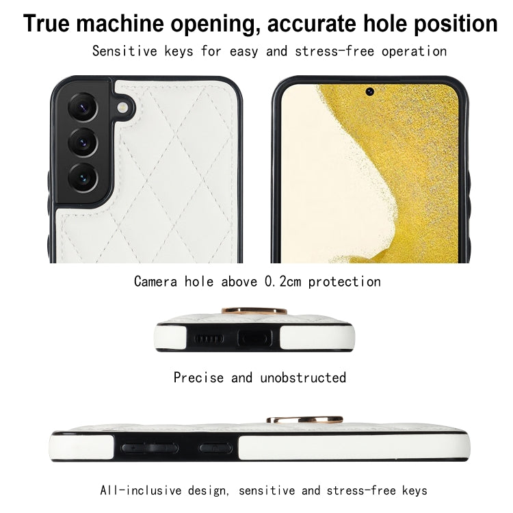 Custodia per telefono in pelle PU romboidale con supporto per anello, For Samsung Galaxy S22 5G, For Samsung Galaxy S22+ 5G, For Samsung Galaxy S22 Ultra 5G