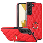 Custodia per telefono in pelle PU romboidale con supporto per anello, For Samsung Galaxy S22 5G, For Samsung Galaxy S22+ 5G, For Samsung Galaxy S22 Ultra 5G