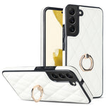 Custodia per telefono in pelle PU romboidale con supporto per anello, For Samsung Galaxy S22 5G, For Samsung Galaxy S22+ 5G, For Samsung Galaxy S22 Ultra 5G