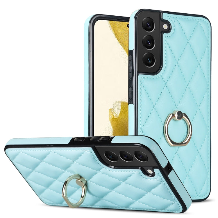Custodia per telefono in pelle PU romboidale con supporto per anello, For Samsung Galaxy S22 5G, For Samsung Galaxy S22+ 5G, For Samsung Galaxy S22 Ultra 5G
