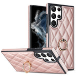 Custodia per telefono in pelle PU romboidale con supporto per anello, For Samsung Galaxy S22 5G, For Samsung Galaxy S22+ 5G, For Samsung Galaxy S22 Ultra 5G