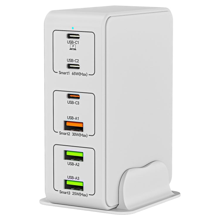 Caricabatterie rapido da tavolo 818H 120W Type-C + USB 6 porte, US Plug, UK Plug, EU Plug, AU Plug