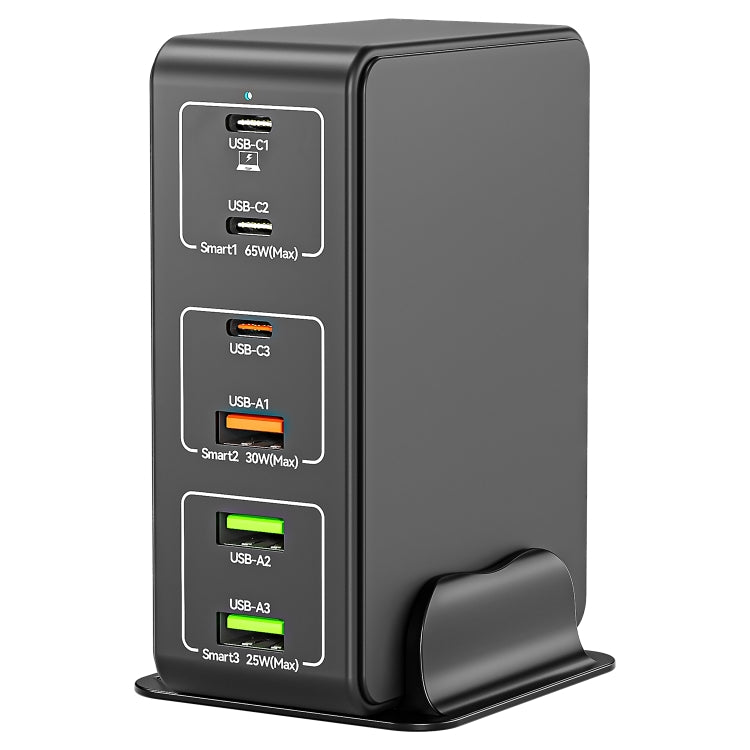 Caricabatterie rapido da tavolo 818H 120W Type-C + USB 6 porte, US Plug, UK Plug, EU Plug, AU Plug
