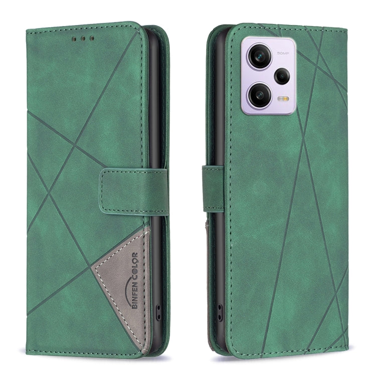 Custodia per telefono in pelle con struttura a rombo con fibbia magnetica, For Xiaomi Redmi Note 12 Pro 5G Global, For Xiaomi Redmi Note 12 Global