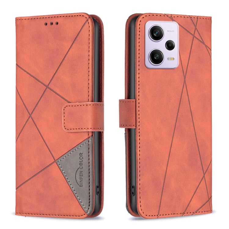 Custodia per telefono in pelle con struttura a rombo con fibbia magnetica, For Xiaomi Redmi Note 12 Pro 5G Global, For Xiaomi Redmi Note 12 Global