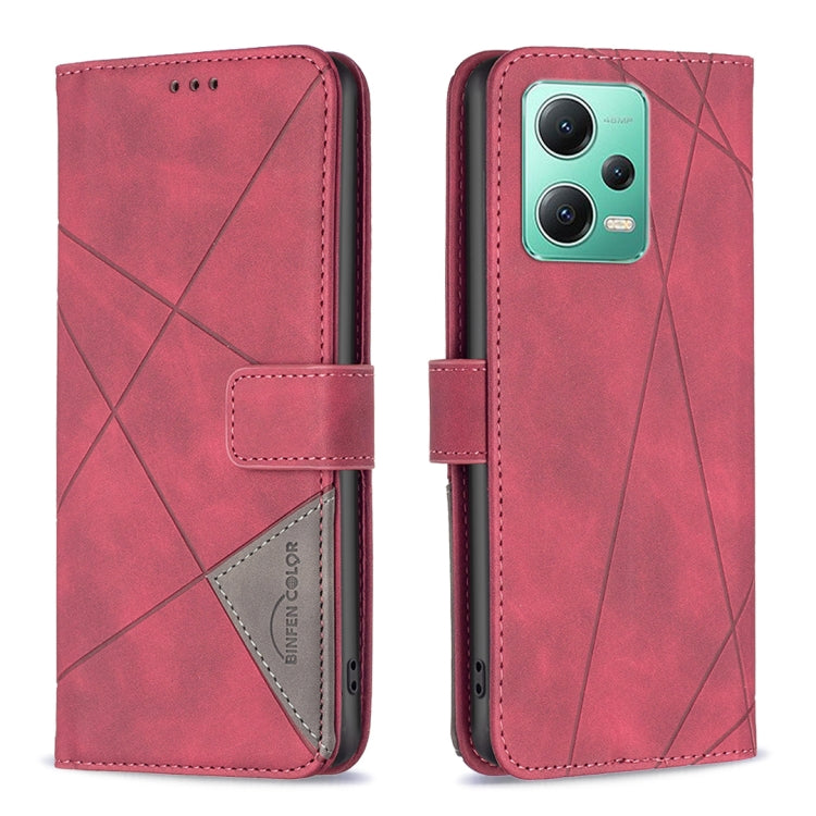 Custodia per telefono in pelle con struttura a rombo con fibbia magnetica, For Xiaomi Redmi Note 12 Pro 5G Global, For Xiaomi Redmi Note 12 Global