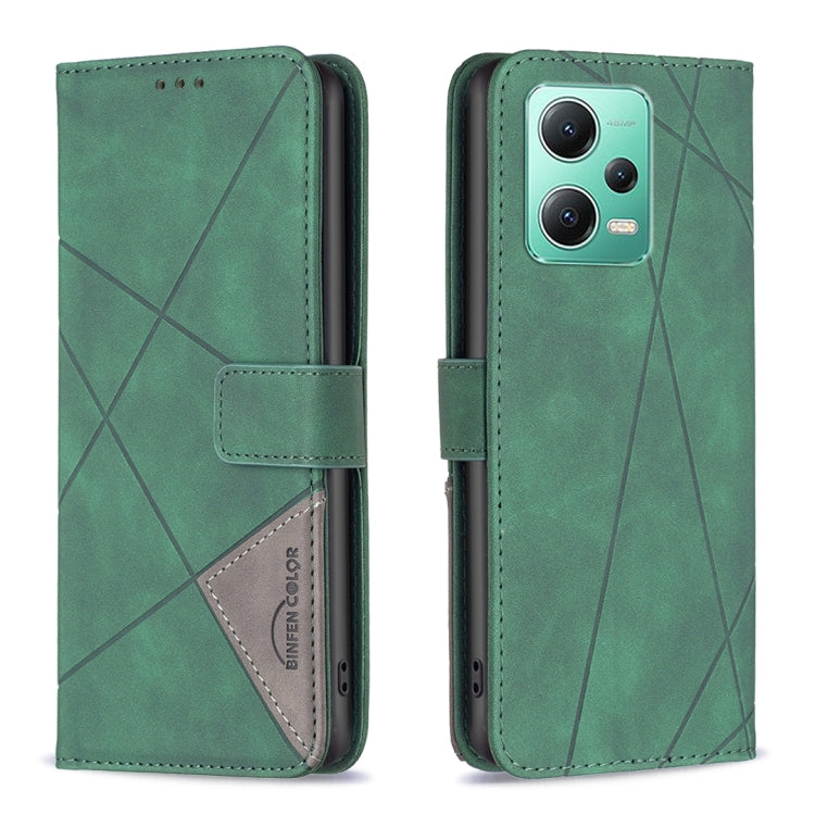 Custodia per telefono in pelle con struttura a rombo con fibbia magnetica, For Xiaomi Redmi Note 12 Pro 5G Global, For Xiaomi Redmi Note 12 Global