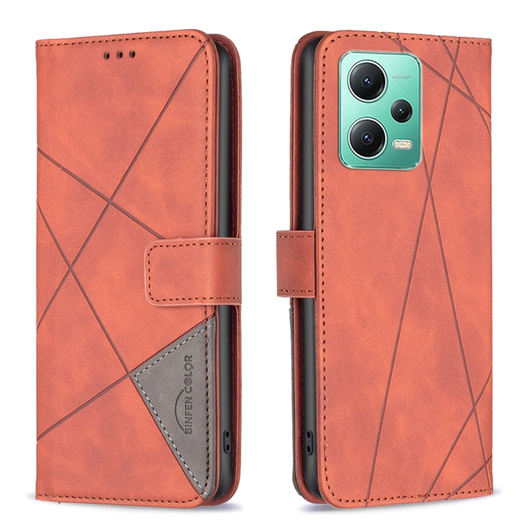 Custodia per telefono in pelle con struttura a rombo con fibbia magnetica, For Xiaomi Redmi Note 12 Pro 5G Global, For Xiaomi Redmi Note 12 Global