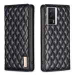 Custodia per telefono a conchiglia in pelle magnetica Diamond Lattice, For vivo Y02 4G, For Xiaomi Redmi 12C, For Xiaomi Redmi K60 / K60 Pro, For Xiaomi Redmi Note 12 Pro+ Global