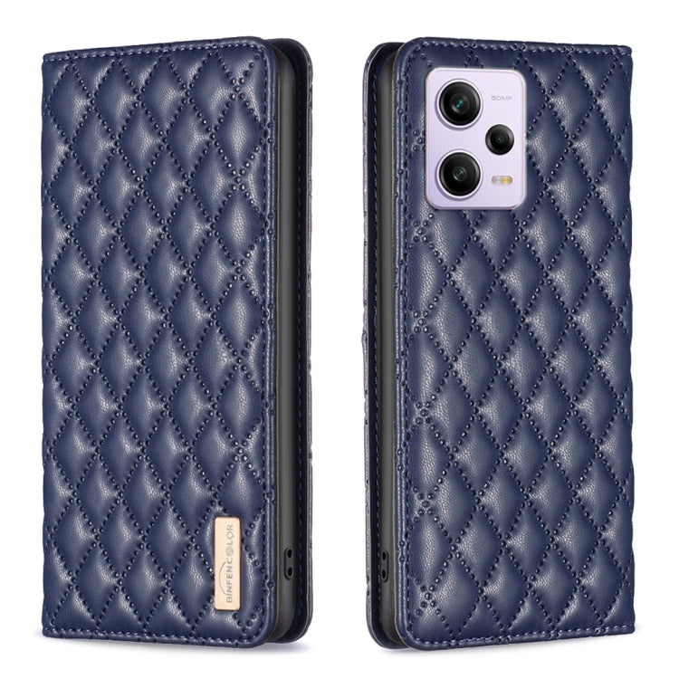 Custodia per telefono a conchiglia in pelle magnetica Diamond Lattice, For Xiaomi Redmi Note 12 Pro 5G Global, For Xiaomi Redmi Note 12 Global