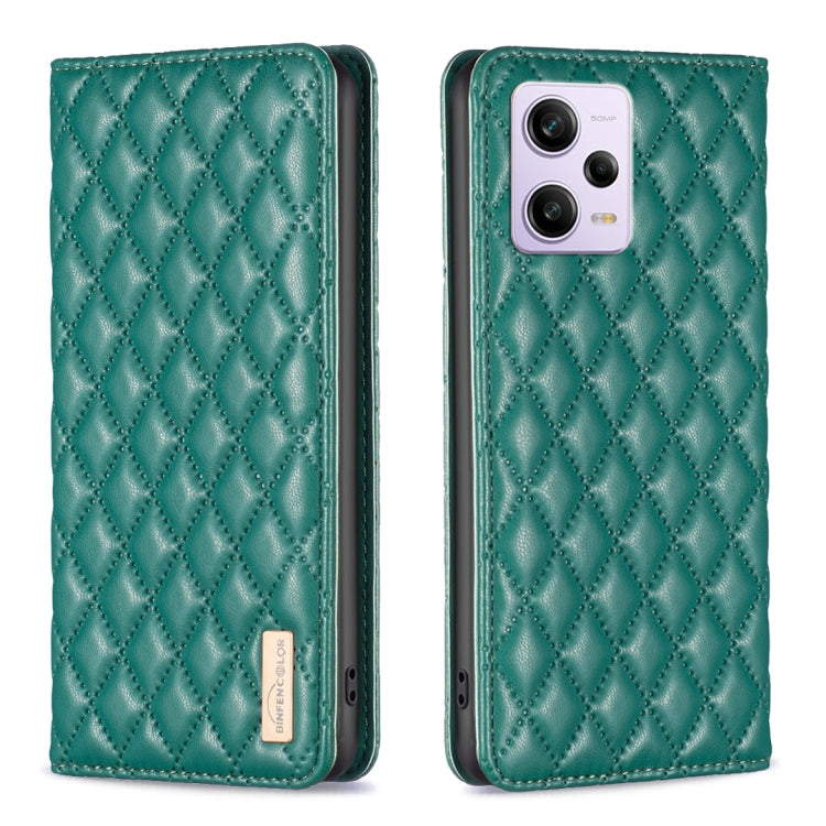 Custodia per telefono a conchiglia in pelle magnetica Diamond Lattice, For Xiaomi Redmi Note 12 Pro 5G Global, For Xiaomi Redmi Note 12 Global