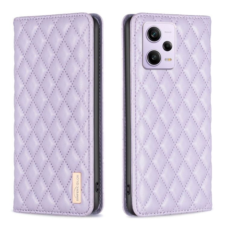 Custodia per telefono a conchiglia in pelle magnetica Diamond Lattice, For Xiaomi Redmi Note 12 Pro 5G Global, For Xiaomi Redmi Note 12 Global