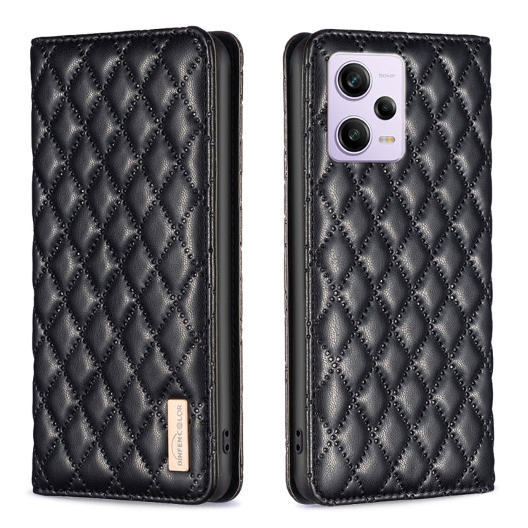 Custodia per telefono a conchiglia in pelle magnetica Diamond Lattice, For Xiaomi Redmi Note 12 Pro 5G Global, For Xiaomi Redmi Note 12 Global