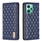 Custodia per telefono a conchiglia in pelle magnetica Diamond Lattice, For Xiaomi Redmi Note 12 Pro 5G Global, For Xiaomi Redmi Note 12 Global
