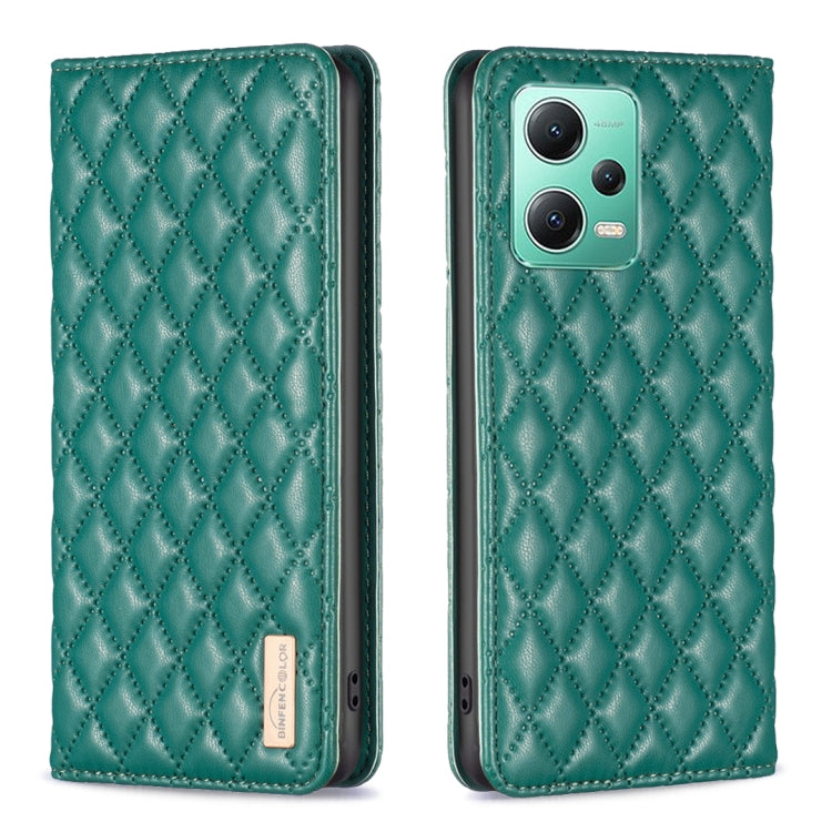 Custodia per telefono a conchiglia in pelle magnetica Diamond Lattice, For Xiaomi Redmi Note 12 Pro 5G Global, For Xiaomi Redmi Note 12 Global