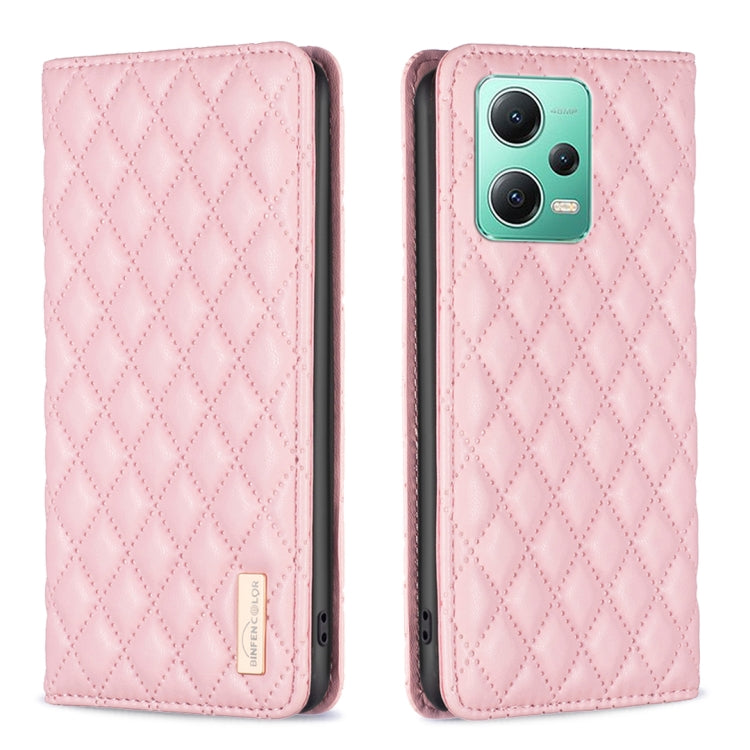 Custodia per telefono a conchiglia in pelle magnetica Diamond Lattice, For Xiaomi Redmi Note 12 Pro 5G Global, For Xiaomi Redmi Note 12 Global