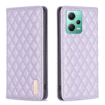 Custodia per telefono a conchiglia in pelle magnetica Diamond Lattice, For Xiaomi Redmi Note 12 Pro 5G Global, For Xiaomi Redmi Note 12 Global