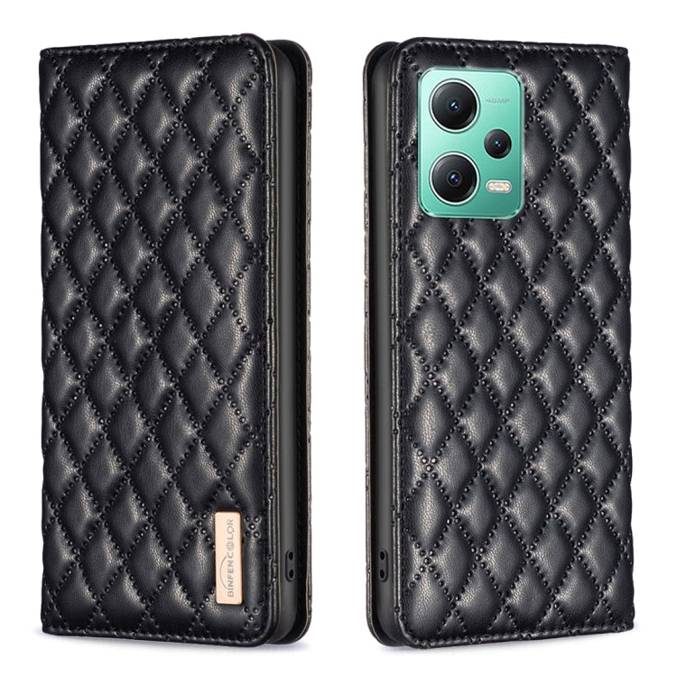 Custodia per telefono a conchiglia in pelle magnetica Diamond Lattice, For Xiaomi Redmi Note 12 Pro 5G Global, For Xiaomi Redmi Note 12 Global