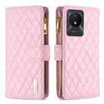 Custodia per telefono a conchiglia in pelle con portafoglio con cerniera Diamond Lattice, For vivo Y02 4G, For Xiaomi Redmi 12C, For Xiaomi Redmi K60 / K60 Pro, For Xiaomi Redmi Note 12 Pro+ Global