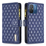 Custodia per telefono a conchiglia in pelle con portafoglio con cerniera Diamond Lattice, For vivo Y02 4G, For Xiaomi Redmi 12C, For Xiaomi Redmi K60 / K60 Pro, For Xiaomi Redmi Note 12 Pro+ Global