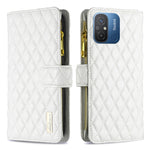 Custodia per telefono a conchiglia in pelle con portafoglio con cerniera Diamond Lattice, For vivo Y02 4G, For Xiaomi Redmi 12C, For Xiaomi Redmi K60 / K60 Pro, For Xiaomi Redmi Note 12 Pro+ Global