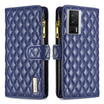 Custodia per telefono a conchiglia in pelle con portafoglio con cerniera Diamond Lattice, For vivo Y02 4G, For Xiaomi Redmi 12C, For Xiaomi Redmi K60 / K60 Pro, For Xiaomi Redmi Note 12 Pro+ Global