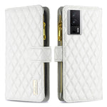 Custodia per telefono a conchiglia in pelle con portafoglio con cerniera Diamond Lattice, For vivo Y02 4G, For Xiaomi Redmi 12C, For Xiaomi Redmi K60 / K60 Pro, For Xiaomi Redmi Note 12 Pro+ Global