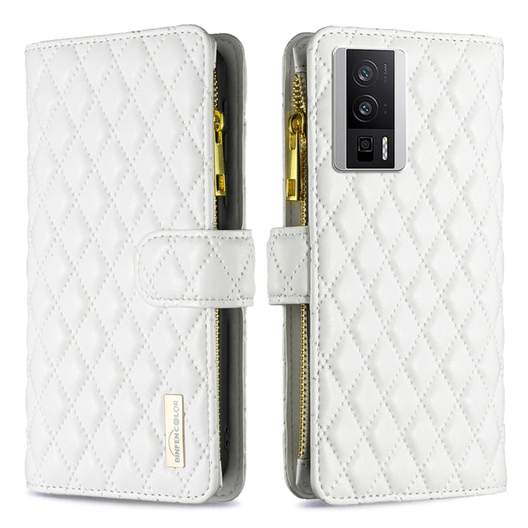 Custodia per telefono a conchiglia in pelle con portafoglio con cerniera Diamond Lattice, For vivo Y02 4G, For Xiaomi Redmi 12C, For Xiaomi Redmi K60 / K60 Pro, For Xiaomi Redmi Note 12 Pro+ Global